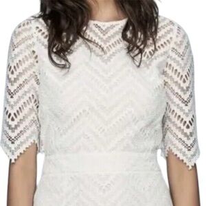NWT Maje Dentelle Lace Chevron Overlay Blouse Top White Size 3